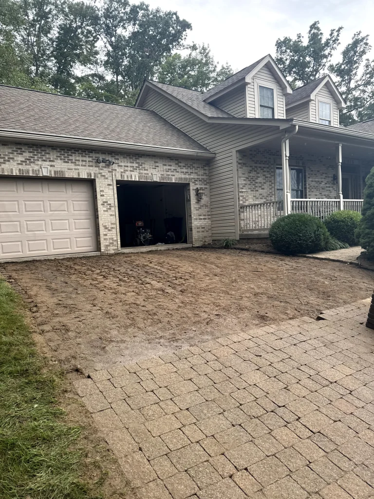 Paver Driveway Halfway Completed