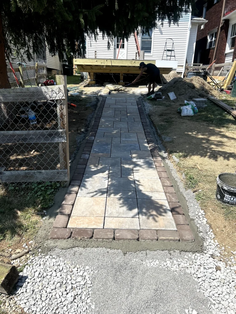 Paver Walkway To Backyard Deck