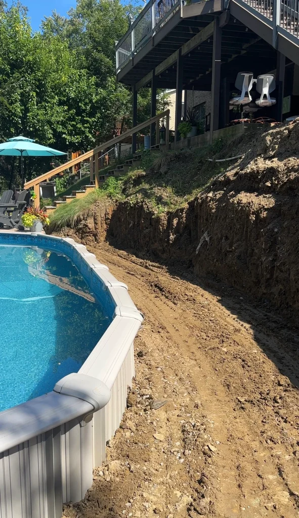 Poolside Hill Dug Out In Preparation For Retaining Wall