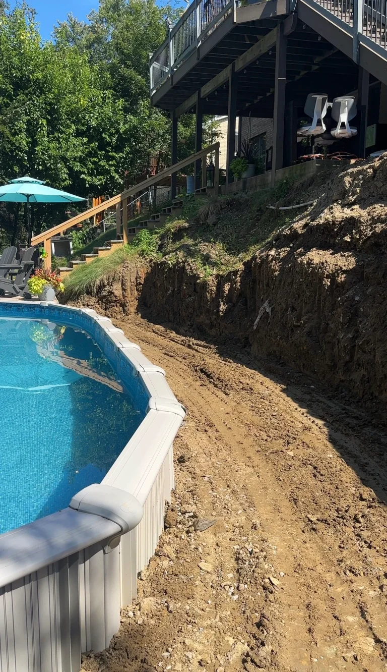 Poolside Hill Dug Out In Preparation For Retaining Wall