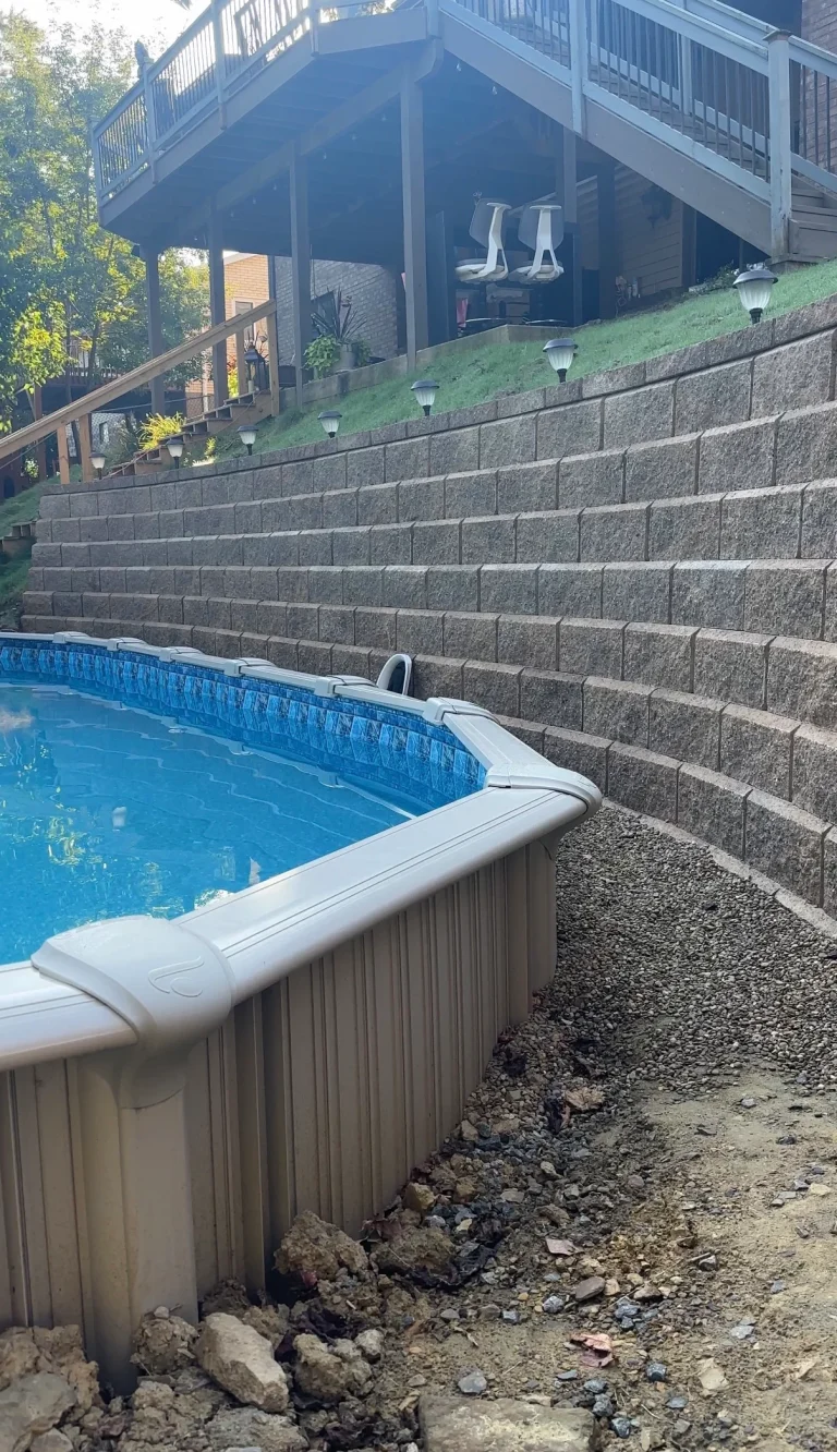 Poolside Retaining Wall Complete